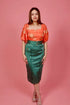 Myra Orange Floral Top With Skirt